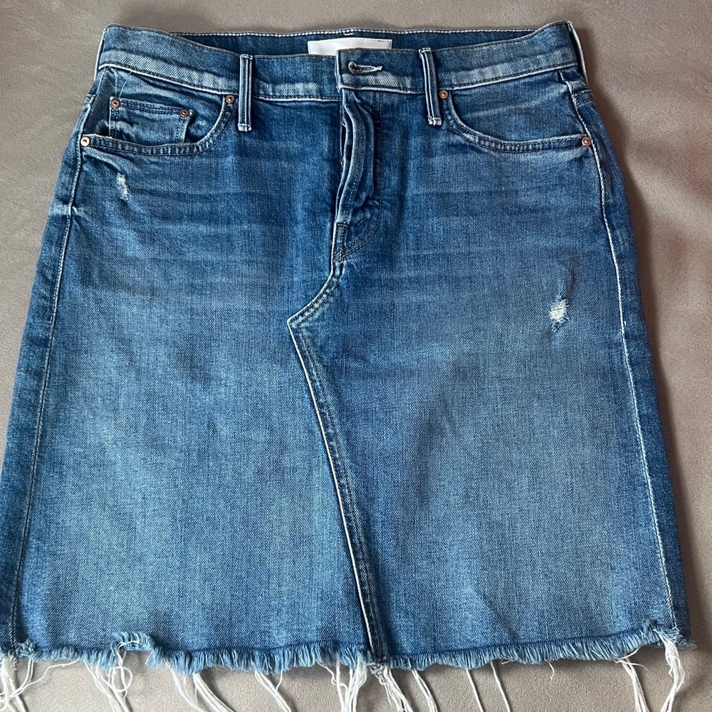 MOTHER Asymmetrical Blue Denim Skirt